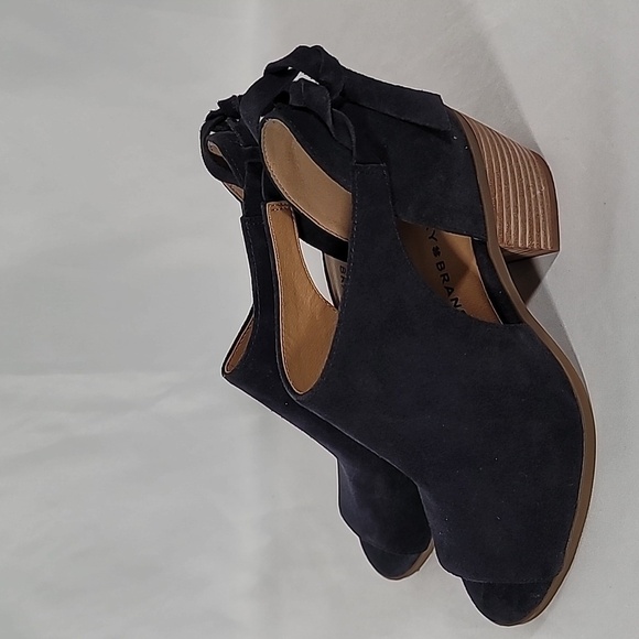 💚 Lucky Brand Betsee Bootie Sandal peep toe  suede leather shoes Size 7 M - Picture 5 of 13